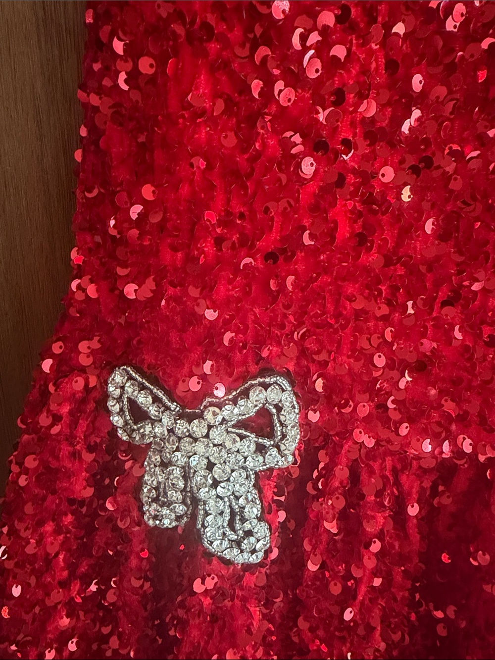 Lola and the Boys Girls Red Sequin Party Dress with Bow Accents - Picture 4 of 5